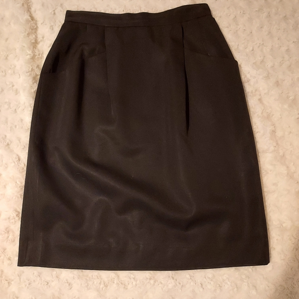 Vintage 100% Pure Wool I Magnin Black Lined Skirt Size 8 Career Office Church